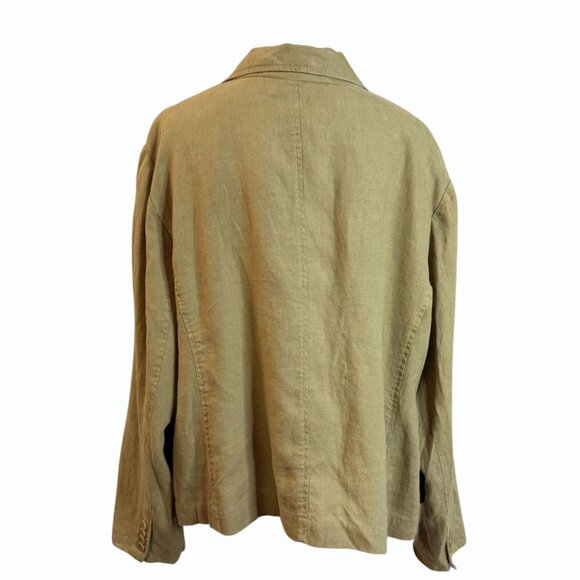 Lauren Ralph Lauren Women Plus Size 22W Arrowhead Tan 100% Linen Blazer 2 Button - Picture 5 of 11